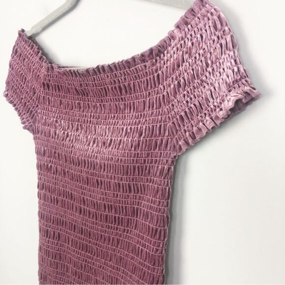 AEROPOSTALE | Dusty Purple Off the Shoulder Smocked Velvet Top Women’s Size M - Picture 3 of 8